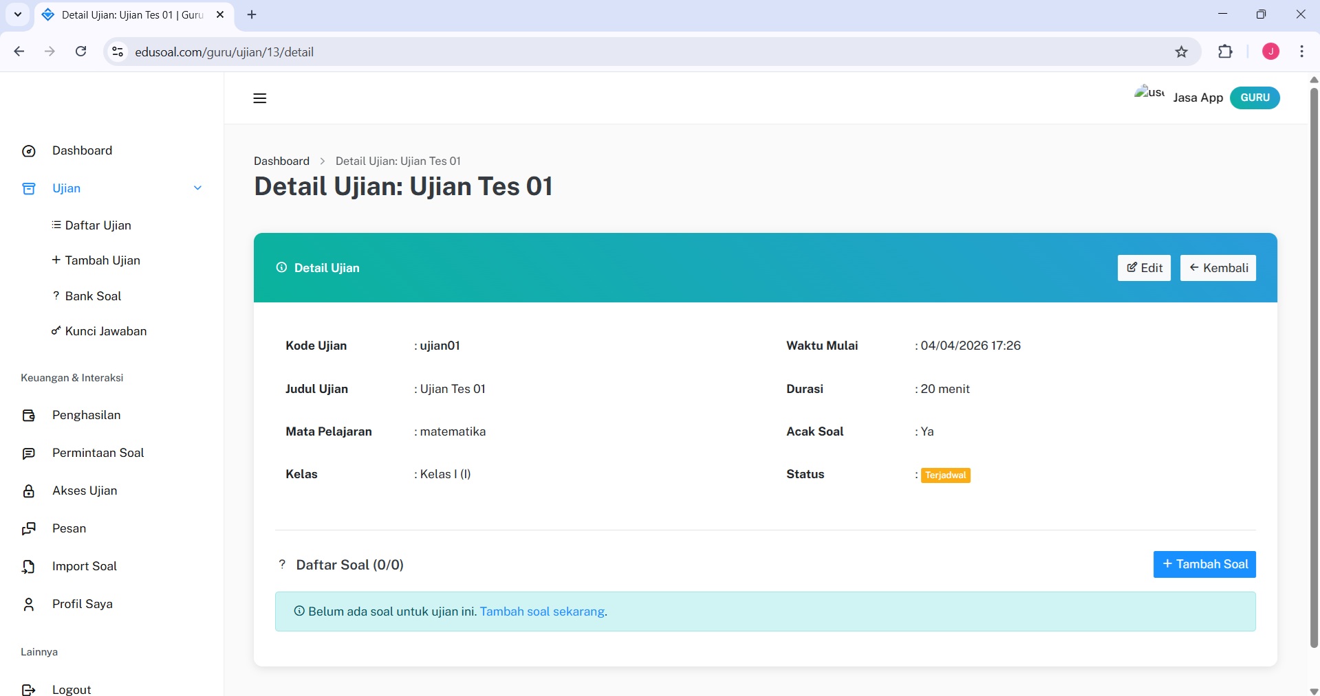 Pengaturan 2FA EduSoal