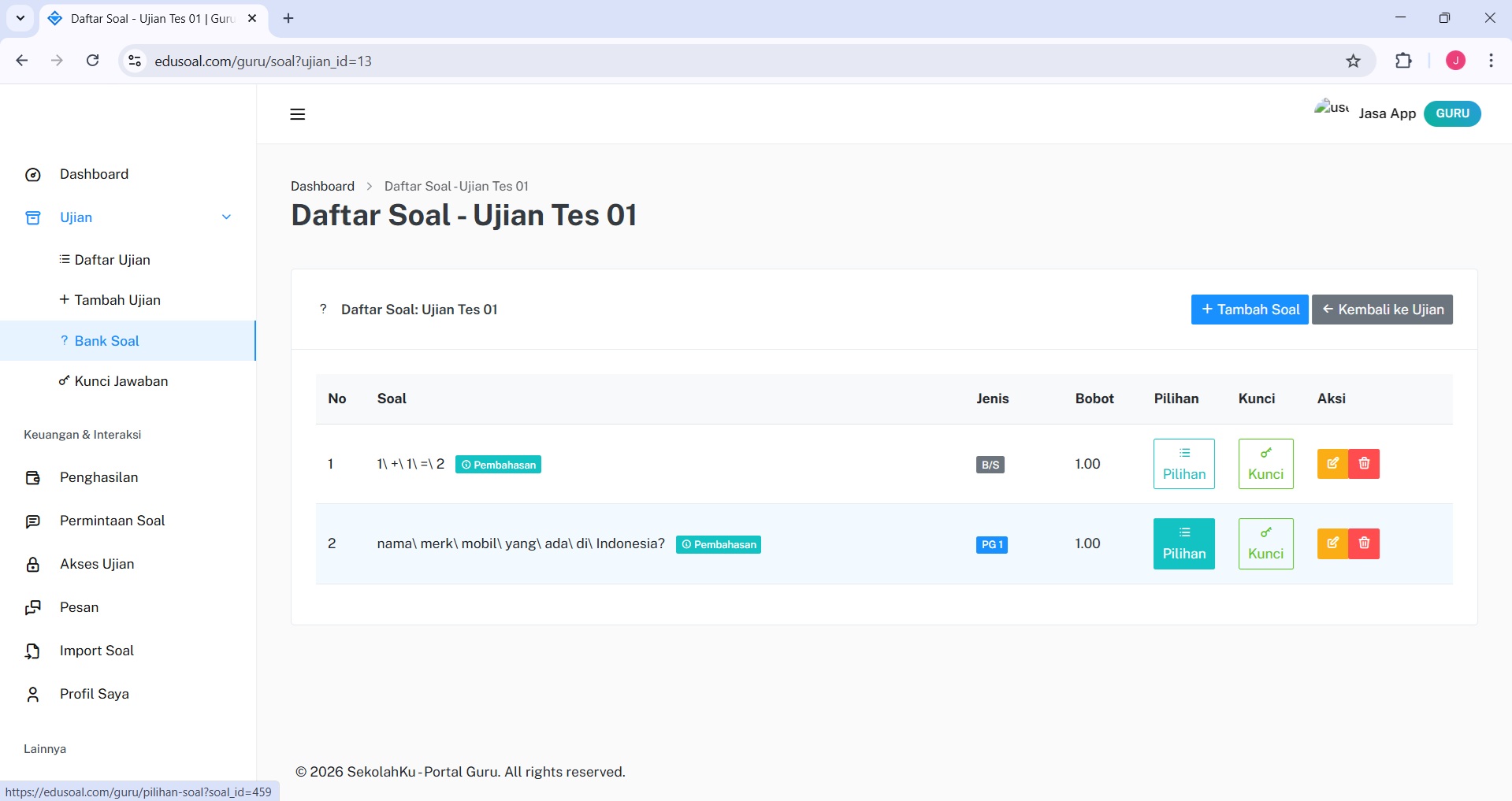 Pengaturan 2FA EduSoal