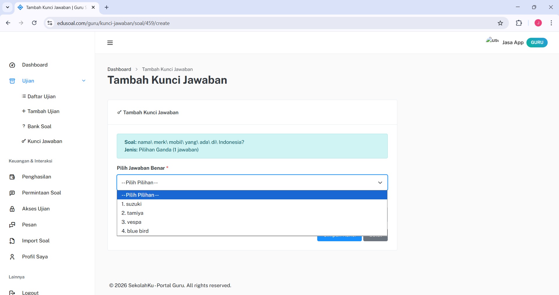 Pengaturan 2FA EduSoal