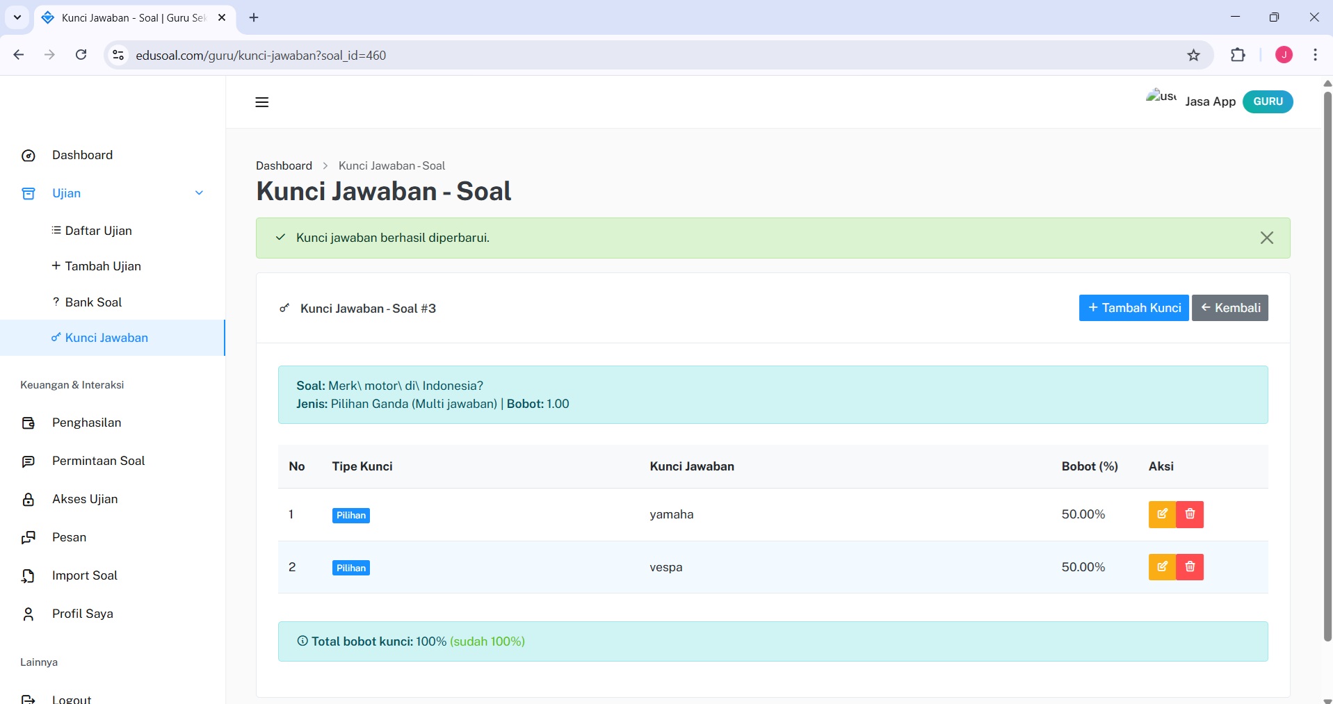 Pengaturan 2FA EduSoal