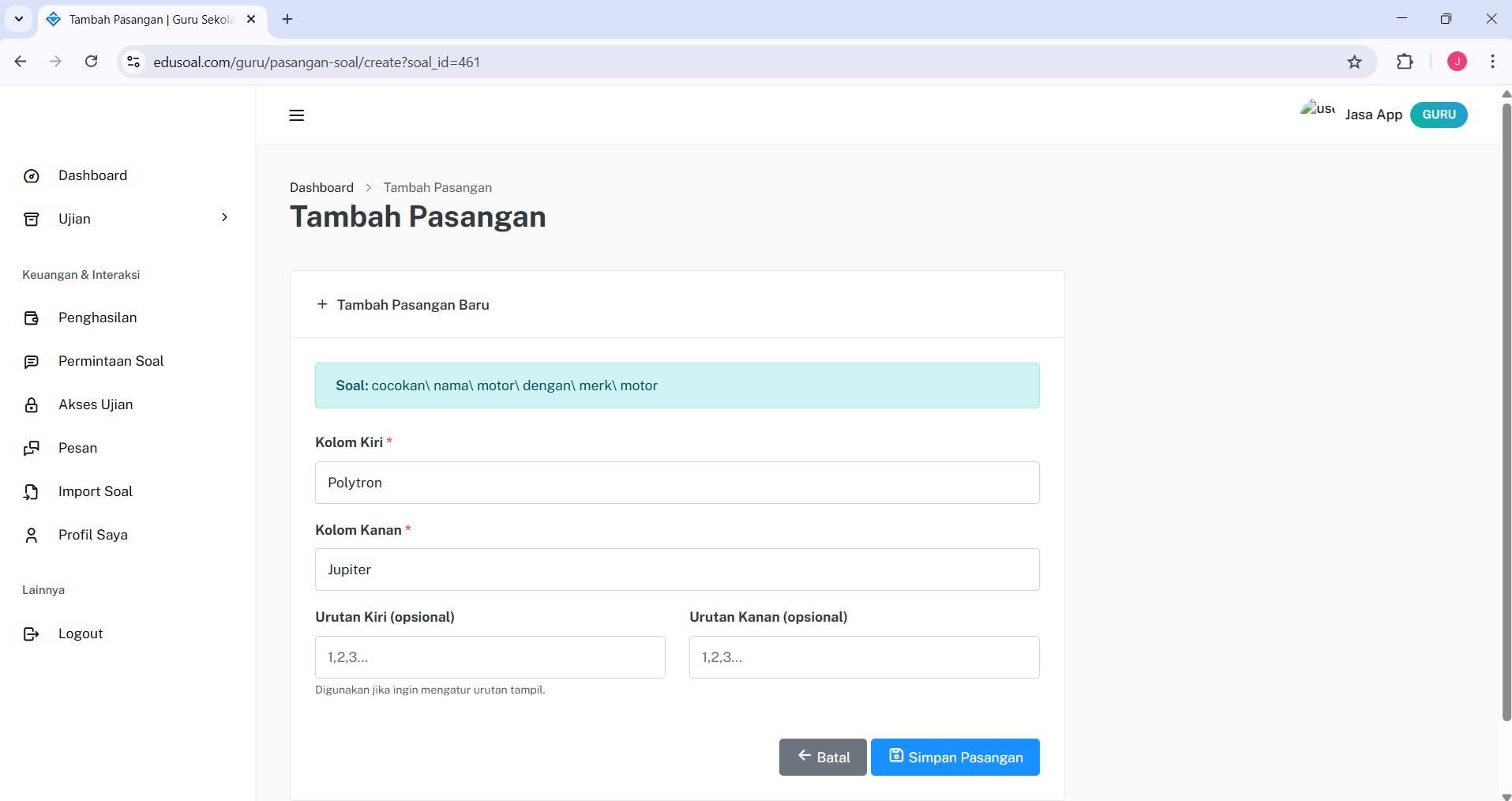 Pengaturan 2FA EduSoal