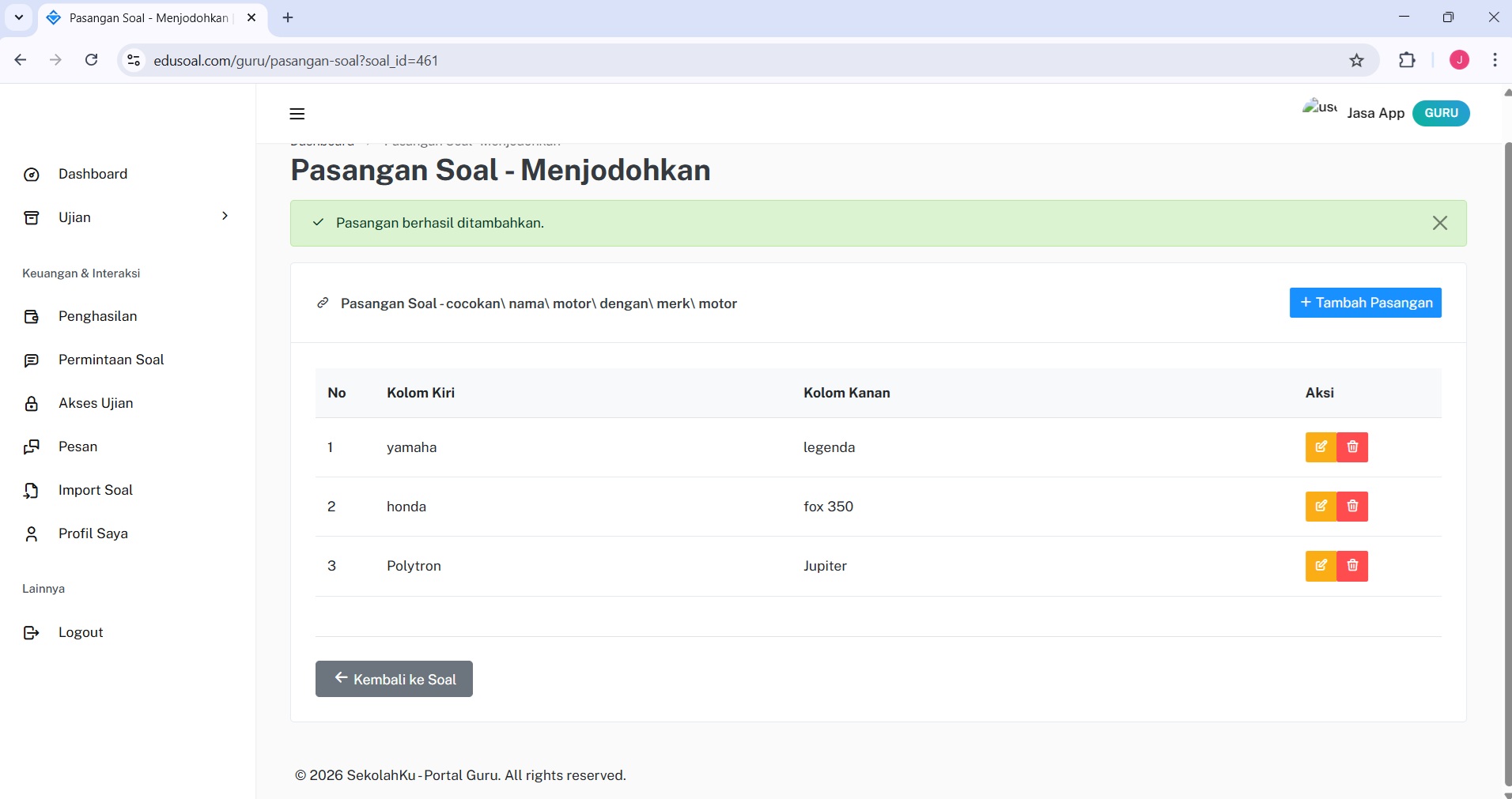 Pengaturan 2FA EduSoal