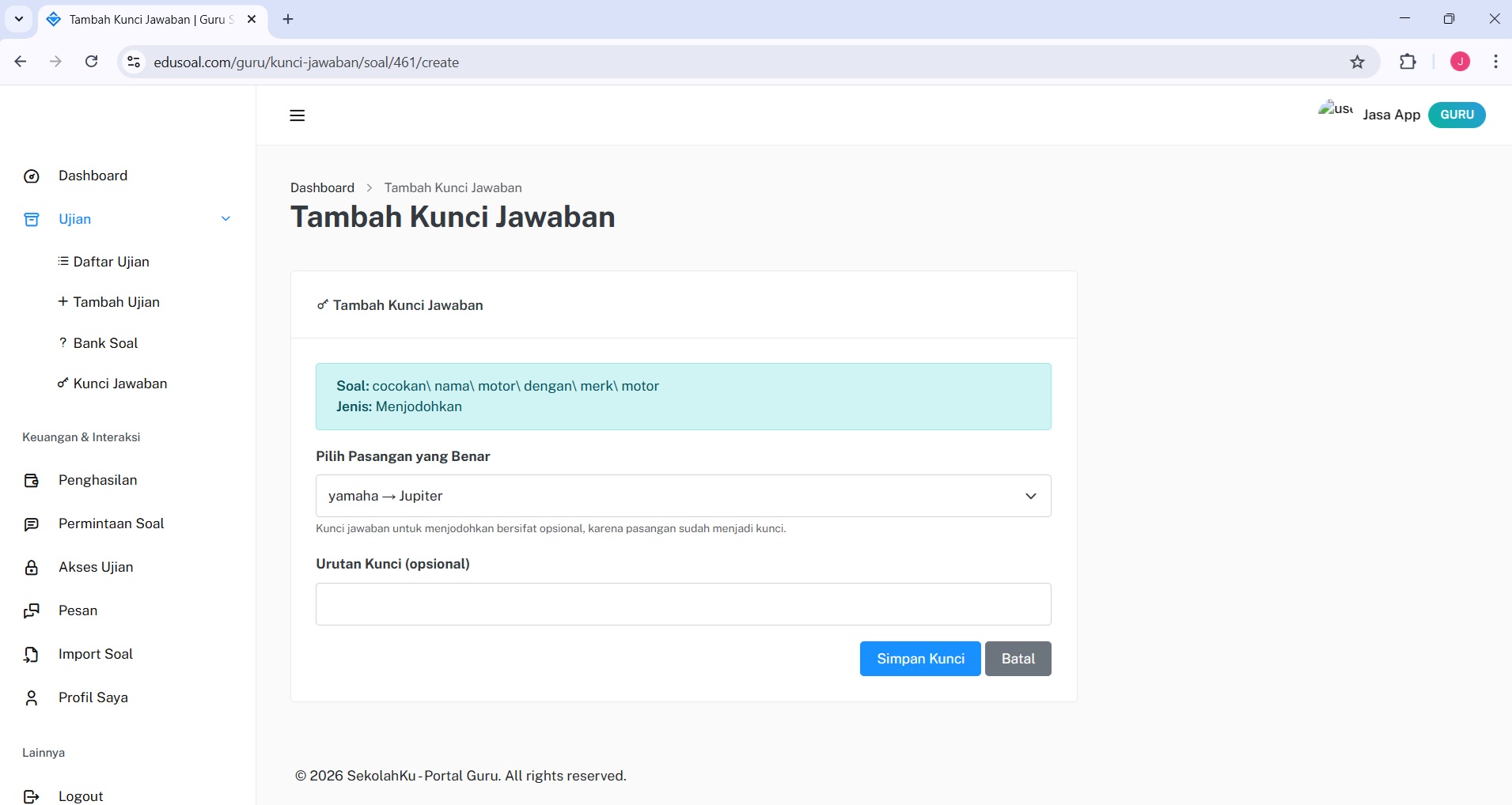 Pengaturan 2FA EduSoal